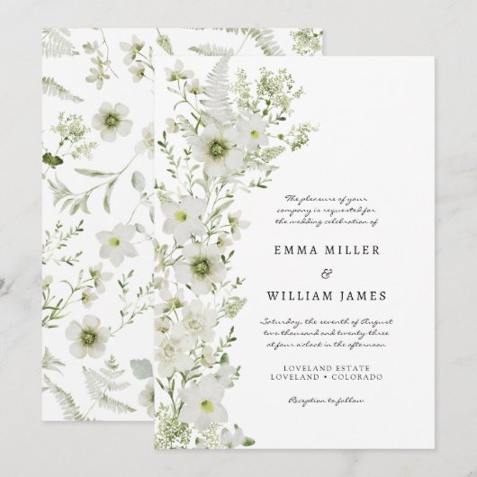 Elegant Rustic Boho Greenery Wedding Invitation Kaart (Voorkant / Achterkant)