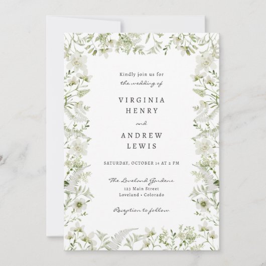 Elegant Rustic Boho Greenery Wedding Kaart (Voorkant)