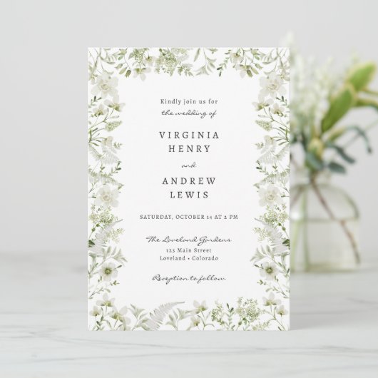 Elegant Rustic Boho Greenery Wedding Kaart (Staand voorkant)