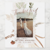 Elegant Rustic Boho Pampas Wijnlabel Wijn Etiket (Enkel label)