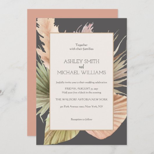 Elegant Rustic Boho Tropical Framed Wedding Kaart (Voorkant / Achterkant)