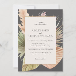 Elegant Rustic Boho Tropical Framed Wedding Kaart