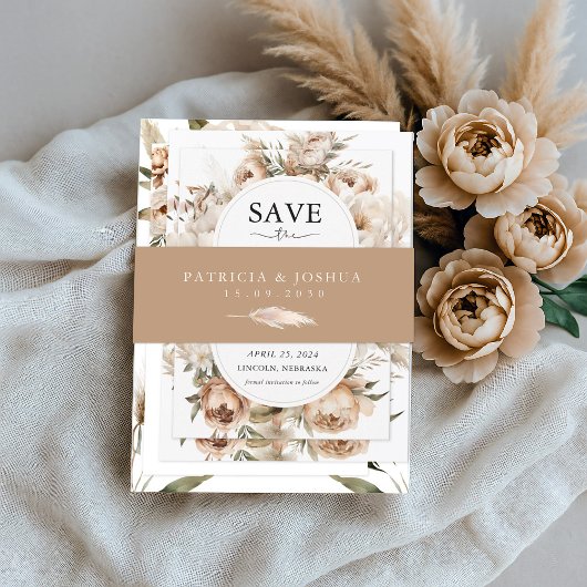 Elegant Rustic Boho Wedding Invitation Belly Band Uitnodigingen Wikkel