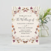 Elegant Rustic Boho Wildflower Modern Wedding Kaart (Staand voorkant)