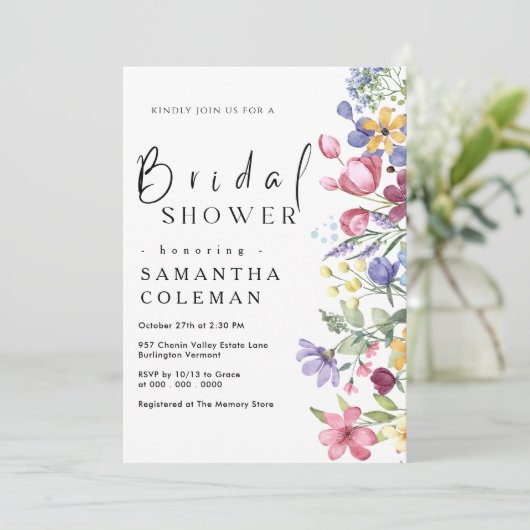 Elegant Rustic Boho Wildflower Vrijgezellenfeest Kaart (Staand voorkant)