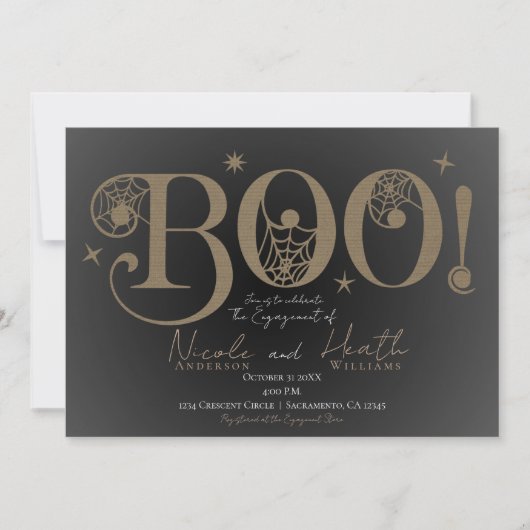 Elegant Rustic BOO Magical Halloween Verloving Kaart (Voorkant)