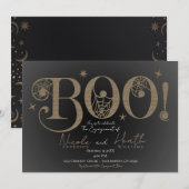 Elegant Rustic BOO Magical Halloween Verloving Kaart (Voorkant / Achterkant)