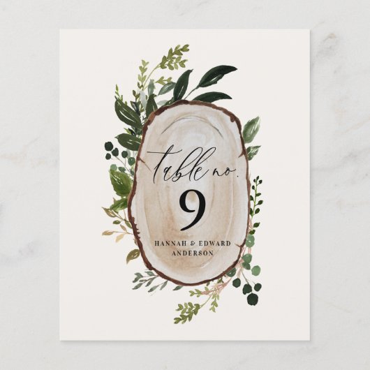 Elegant Rustic Botanical bruiloft table number Ped (Achterkant)