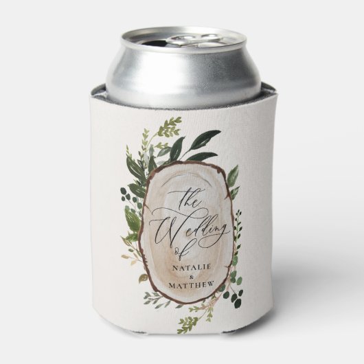 Elegant Rustic Botanical Greenery bruiloft Blikjeskoeler (Blikje Voorkant)