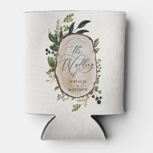 Elegant Rustic Botanical Greenery bruiloft Blikjeskoeler (Voorkant)