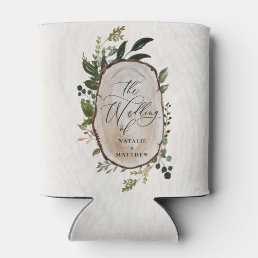 Elegant Rustic Botanical Greenery bruiloft Blikjeskoeler (Achterkant)