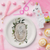 Elegant Rustic Botanical Greenery bruiloft Papieren Bordje (Feest)