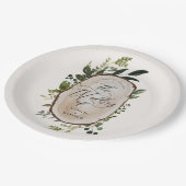 Elegant Rustic Botanical Greenery bruiloft Papieren Bordje (Gekanteld)