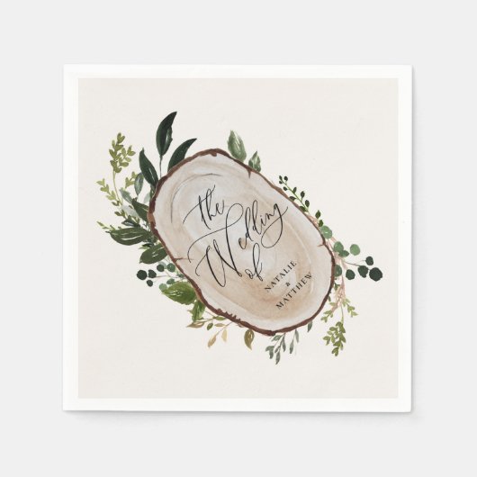 Elegant Rustic Botanical Greenery bruiloft Servet (Voorkant)