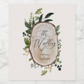 Elegant Rustic Botanical Greenery bruiloft Wijn Etiket (Enkel label)