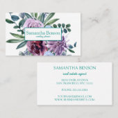 Elegant Rustic Botanical Waterverf Flowers Floral Visitekaartje (Voorkant / Achterkant)