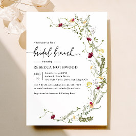 Elegant Rustic Botanical Wildflower Bridal Brunch Kaart