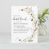 Elegant Rustic Botanical Wildflower Bridal Brunch Kaart (Staand voorkant)