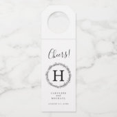 Elegant Rustic Botanical Wreath Wedding Monogram Flessenhanger (Voorkant)