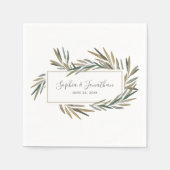 Elegant Rustic Botanische Waterverf Herb Wedding Servet (Voorkant)