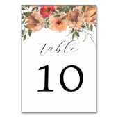 Elegant Rustic Brown Florals Wedding Table Number Kaart (Achterkant)