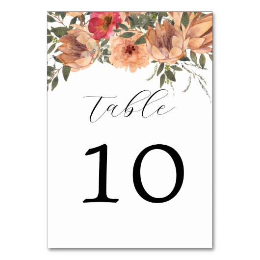 Elegant Rustic Brown Florals Wedding Table Number Kaart (Achterkant)