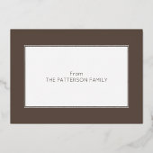 Elegant Rustic Brown & Gold Aangepaste kerstfoto's Folie Feestdagenkaart (Achterkant)