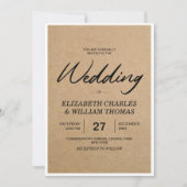Elegant Rustic Brown Paper Wedding Kaart (Voorkant)
