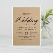 Elegant Rustic Brown Paper Wedding Kaart (Staand voorkant)