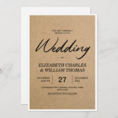 Elegant Rustic Brown Paper Wedding Kaart (Voorkant / Achterkant)