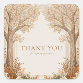 Elegant Rustic Brown Tree Arch White Floral Vierkante Sticker