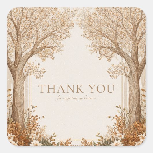 Elegant Rustic Brown Tree Arch White Floral Vierkante Sticker (Voorkant)