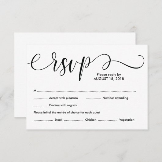 Elegant Rustic bruiloft RSVP-kaartontwerp v1 RSVP Kaartje (Voorkant / Achterkant)