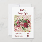 Elegant Rustic Burgundy Floral Maroon Roos Wedding RSVP Kaartje (Voorkant)