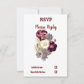 Elegant Rustic Burgundy Floral Maroon Wedding RSVP Kaartje (Voorkant)
