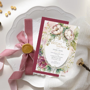 Elegant Rustic Burgundy Floral Vrijgezellenfeest Kaart