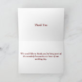 Elegant Rustic Burgundy Maroon Rozen Weddenschap Bedankkaart (Binnen)