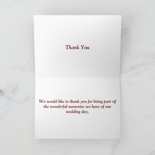 Elegant Rustic Burgundy Maroon Rozen Weddenschap Bedankkaart (Binnen)