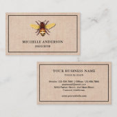 Elegant  Rustic Burlap Honey Beemaar Visitekaartje (Voorkant / Achterkant)