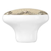 Elegant Rustic Burlap Lace Western Glam Keramische Knop (Zijkant)