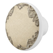 Elegant Rustic Burlap Lace Western Glam Keramische Knop (Rechts)