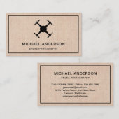 Elegant Rustic Burlap Modern Drone Visitekaartje (Voorkant / Achterkant)