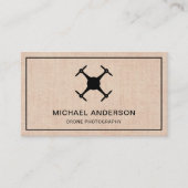 Elegant Rustic Burlap Modern Drone Visitekaartje (Voorkant)