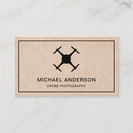 Elegant Rustic Burlap Modern Drone Visitekaartje (Voorkant)