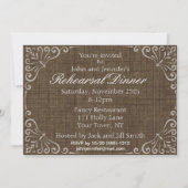 Elegant Rustic Burlap  repetitie Dinner Kaart (Voorkant)