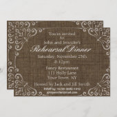 Elegant Rustic Burlap  repetitie Dinner Kaart (Voorkant / Achterkant)