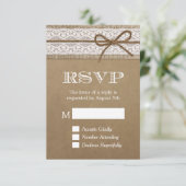 Elegant Rustic Burlap String Bow Wedding RSVP (Staand voorkant)