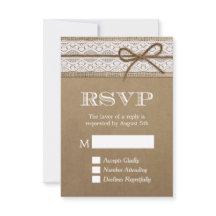 Elegant Rustic Burlap String Bow Wedding RSVP