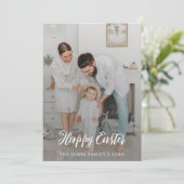 Elegant Rustic Calligraphy Happy Paasen Feestdagenkaart (Staand voorkant)