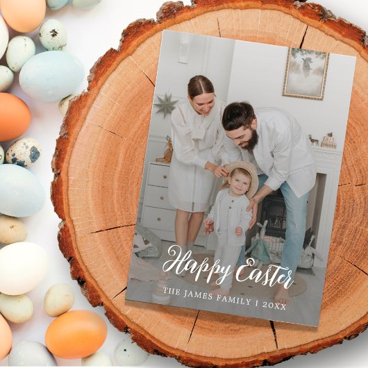 Elegant Rustic Calligraphy Happy Paasen Feestdagenkaart